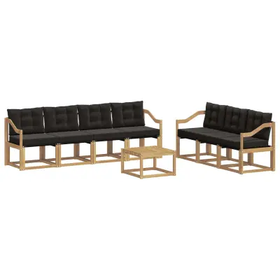 vidaXL Zunanja garnitura za sedenje z blazino 8 pcs Bela in črna