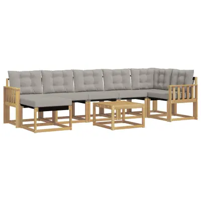 vidaXL Zunanja garnitura za sedenje 8 pcs Bela in svetlo siva