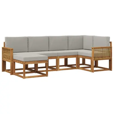 vidaXL Zunanja garnitura za sedenje 6 pcs Naravna in svetlo siva