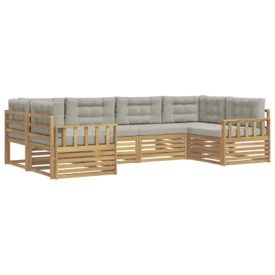 vidaXL Zunanja garnitura za sedenje 6 pcs Bela in svetlo siva