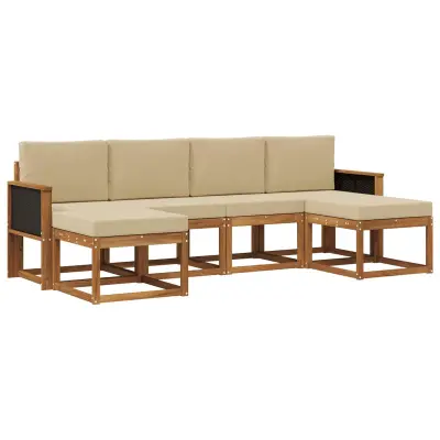 vidaXL Zunanja garnitura za sedenje 6 pcs Naravna in bež Poliester