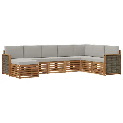 vidaXL Zunanja garnitura za sedenje 6 pcs Naravna in svetlo siva