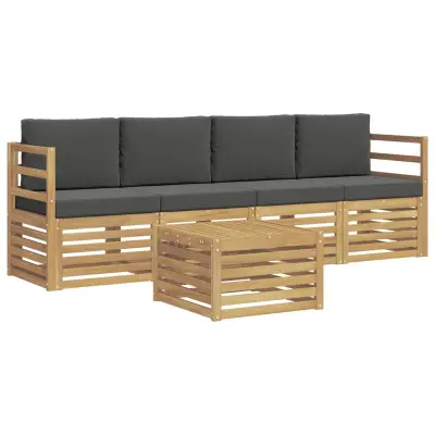vidaXL Zunanja garnitura za sedenje 5 pcs Bela in antracit Poliester