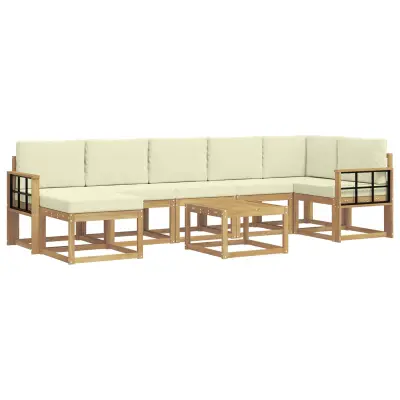 vidaXL Zunanja garnitura za sedenje 8 pcs Bela in krem Poliester