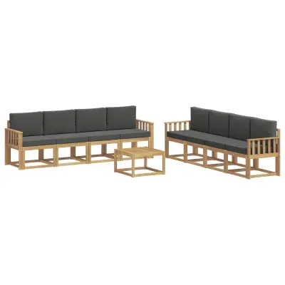 vidaXL Zunanja garnitura za sedenje z blazino 9 pcs Bela in antracit