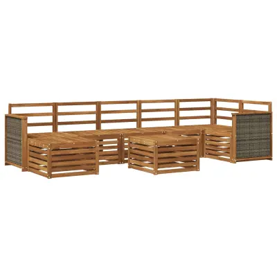vidaXL Zunanja garnitura za sedenje 7 pcs Naravna Masiven les akacije