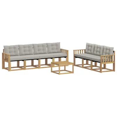 vidaXL Zunanja garnitura za sedenje 8 pcs Bela in svetlo siva