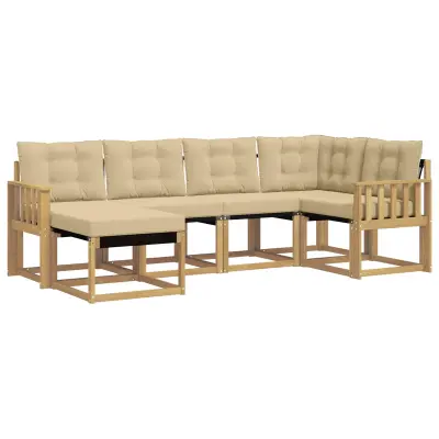 vidaXL Zunanja garnitura za sedenje z blazino 6 pcs Bela in bež