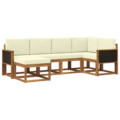 vidaXL Zunanja garnitura za sedenje 6 pcs Naravna in smetana