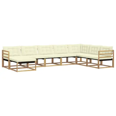 vidaXL Zunanja garnitura za sedenje z blazino 8 pcs Bela in krem