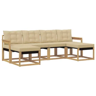 vidaXL Zunanja garnitura za sedenje z blazino 6 pcs Bela in bež