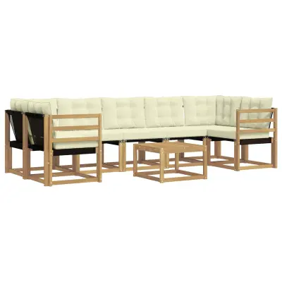 vidaXL Zunanja garnitura za sedenje z blazino 8 pcs Bela in krem