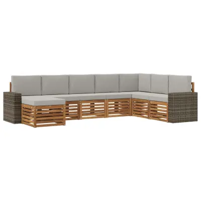 vidaXL Zunanja garnitura za sedenje 8 pcs Naravna in svetlo siva