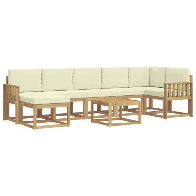 vidaXL Zunanja garnitura za sedenje 8 pcs Bela in krem Poliester
