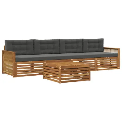 vidaXL Zunanja garnitura za sedenje 5 pcs Naravna in antracitna