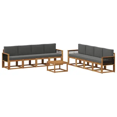 vidaXL Zunanja garnitura za sedenje 7 pcs Naravna in antracitna