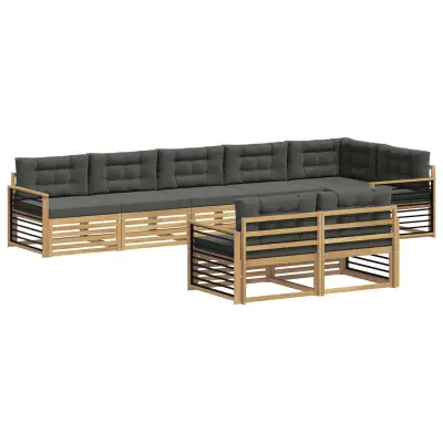 vidaXL Zunanja garnitura za sedenje 8 pcs Bela in antracit Poliester