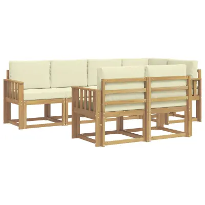 vidaXL Zunanja garnitura za sedenje 7 pcs Bela in krem Poliester