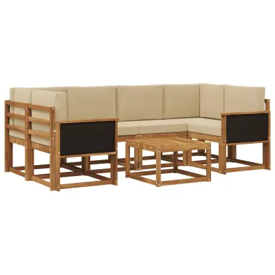 vidaXL Zunanja garnitura za sedenje z blazino 5 pcs Naravna