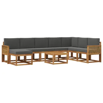 vidaXL Zunanja garnitura za sedenje 9 pcs Naravna in antracitna