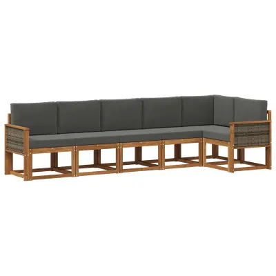 vidaXL Zunanja garnitura za sedenje 6 pcs Naravna in antracitna