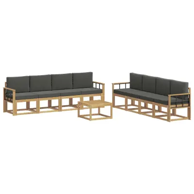 vidaXL Zunanja garnitura za sedenje z blazino 9 pcs Bela in antracit