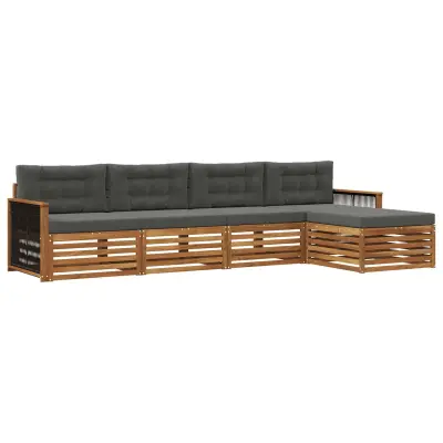 vidaXL Zunanja garnitura za sedenje 5 pcs Naravna in antracitna
