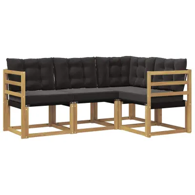 vidaXL Zunanja garnitura za sedenje z blazino 4 pcs Bela in črna