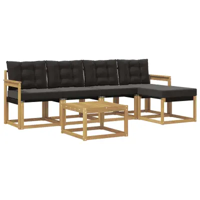 vidaXL Zunanja garnitura za sedenje z blazino 6 pcs Bela in črna