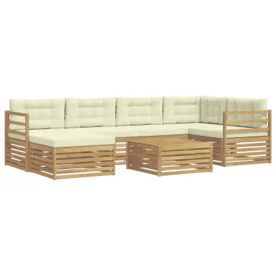vidaXL Zunanja garnitura za sedenje z blazino 7 pcs Bela in krem
