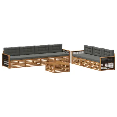 vidaXL Zunanja garnitura za sedenje 8 pcs Naravna in antracitna