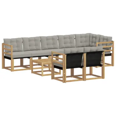 vidaXL Zunanja garnitura za sedenje 9 pcs Bela in svetlo siva