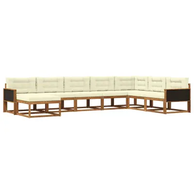 vidaXL Zunanja garnitura za sedenje z blazino 8 pcs Naravna in smetana