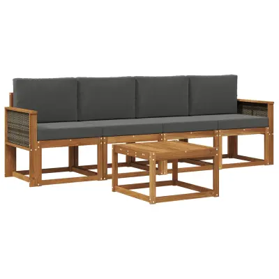 vidaXL Zunanja garnitura za sedenje 4 pcs Naravna in antracitna