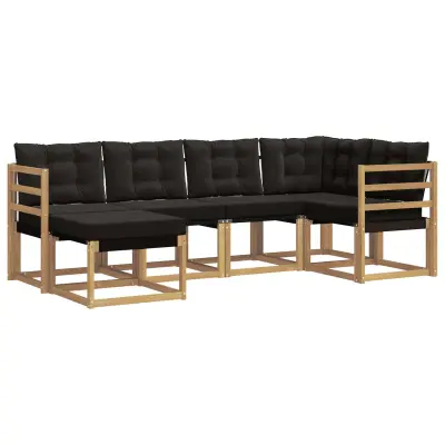 vidaXL Zunanja garnitura za sedenje z blazino 6 pcs Bela in črna