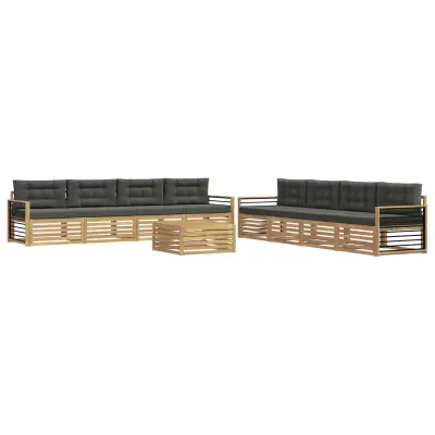 vidaXL Zunanja garnitura za sedenje 9 pcs Bela in antracit Poliester