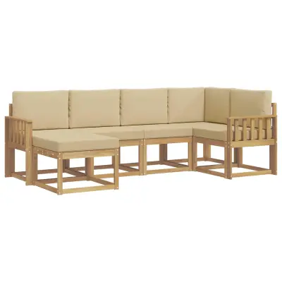 vidaXL Zunanja garnitura za sedenje 6 pcs Bela in bež Poliester