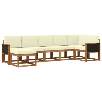 vidaXL Zunanja garnitura za sedenje 7 pcs Naravna in smetana Poliester