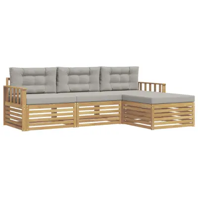 vidaXL Zunanja garnitura za sedenje 4 pcs Bela in svetlo siva