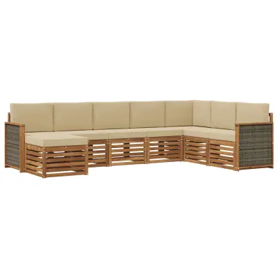 vidaXL Zunanja garnitura za sedenje z blazino 6 pcs Naravna