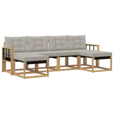 vidaXL Zunanja garnitura za sedenje 6 pcs Bela in svetlo siva