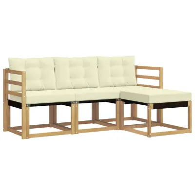 vidaXL Zunanja garnitura za sedenje z blazino 4 pcs Bela in krem