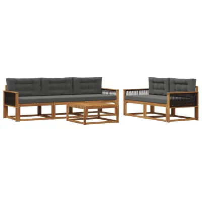 vidaXL Zunanja garnitura za sedenje 6 pcs Naravna in antracitna