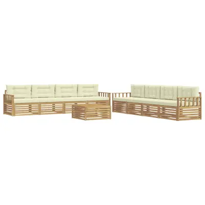 vidaXL Zunanja garnitura za sedenje 9 pcs Bela in krem Poliester