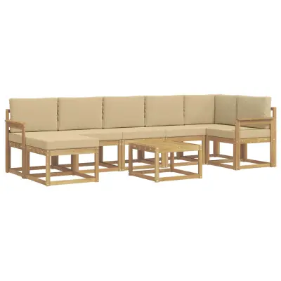 vidaXL Zunanja garnitura za sedenje 8 pcs Bela in bež Poliester