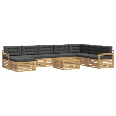 vidaXL Zunanja garnitura za sedenje z blazino 9 pcs Bela in antracit