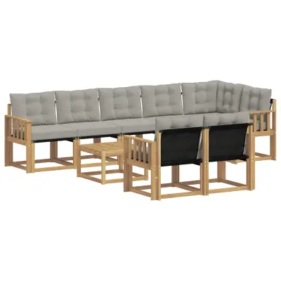 vidaXL Zunanja garnitura za sedenje 9 pcs Bela in svetlo siva