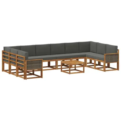 vidaXL Zunanja garnitura za sedenje 11 pcs Masiven les akacije