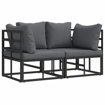 vidaXL Zunanja Pohištvo 2 Kos Črna in anthracit 71,5 x 71,5 x 71 cm