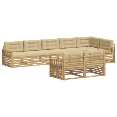 vidaXL Zunanja garnitura za sedenje 8 pcs Bela in bež Poliester